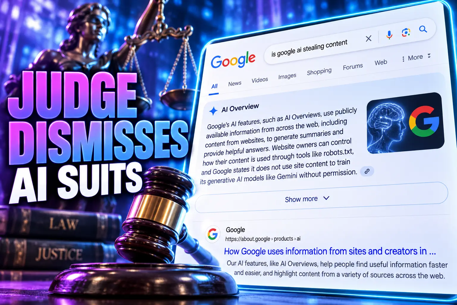Mehta dismisses Chegg Penske Google AI Overviews suits